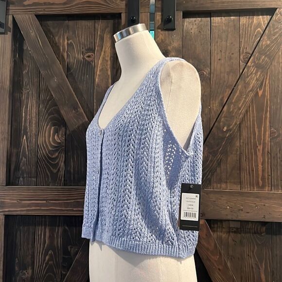 Nwt Frye BUTTON-UP POINTELLE  knitted crop TANK XL - Picture 2 of 9